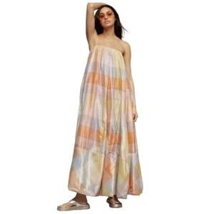 Anthropologie Pilcro Plaid Metallic Flowy Boho Tent Preppy Maxidress